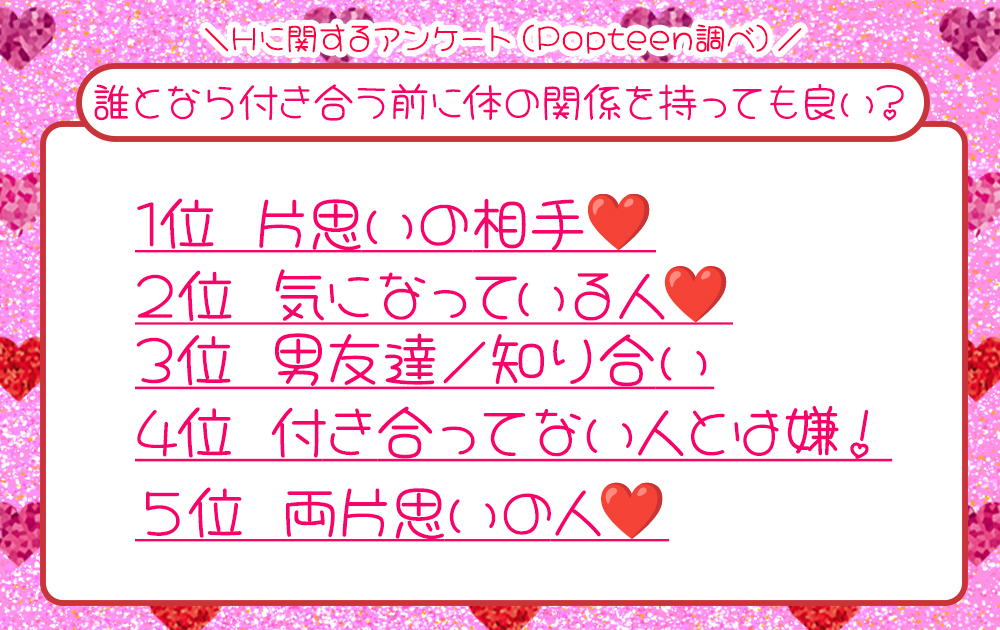 付き合う前に体の関係を持っても良いと思う相手はどんな人？