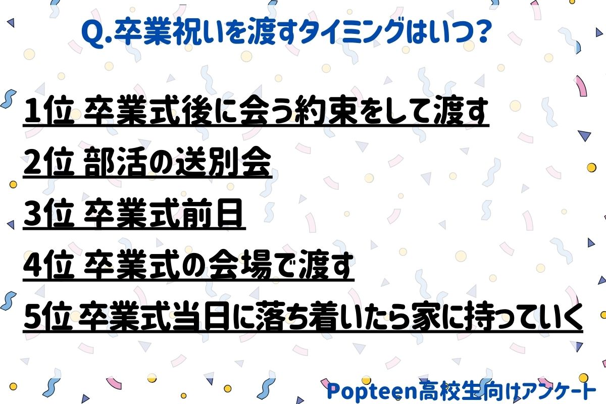 卒業祝いを渡すタイミングはいつ？