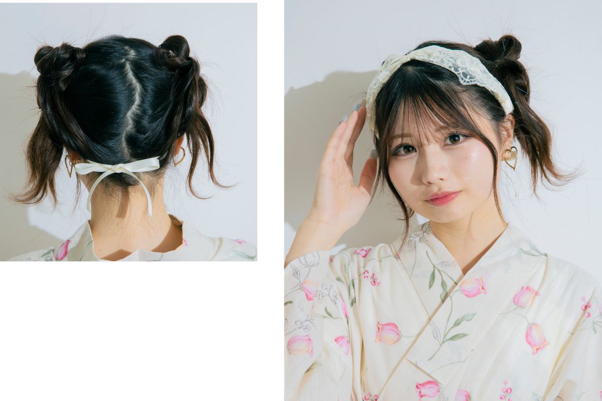 ツインお団子×みあにゃの小顔見えガーリーヘア
