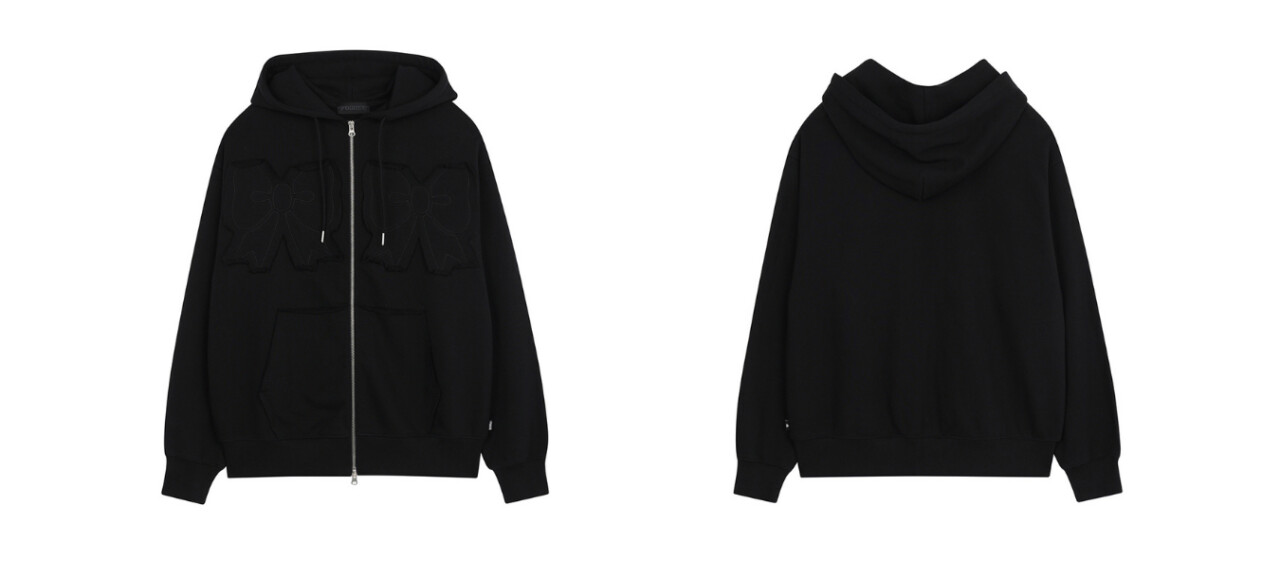 ▲YOUHEE／YOUHEE RIBBON HOOD ZIP-UP BLACK▲