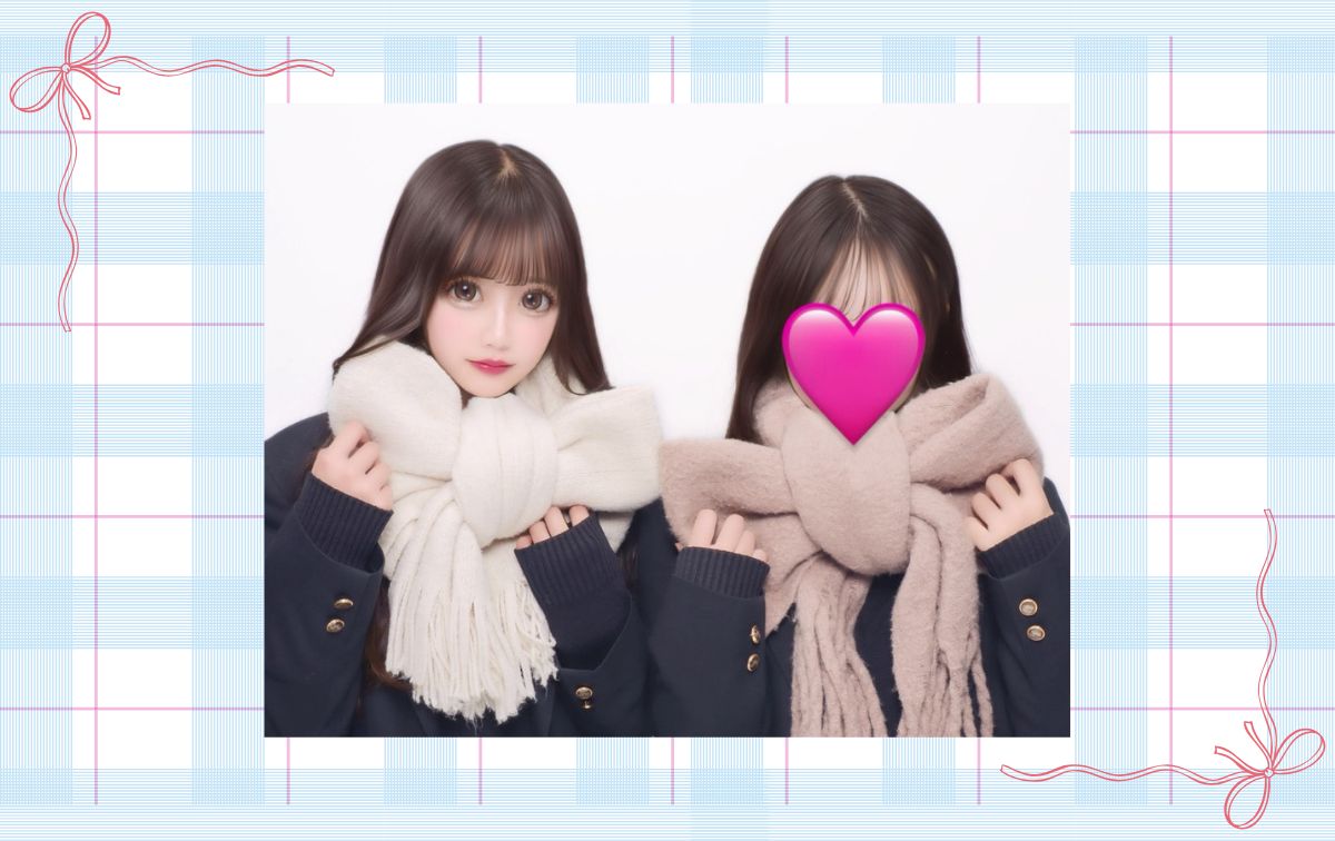 マフラーをリボン巻きにする