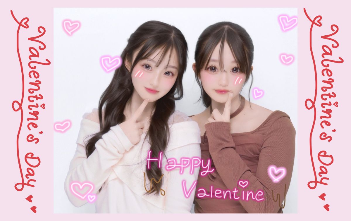 チョコやハートを散りばめる