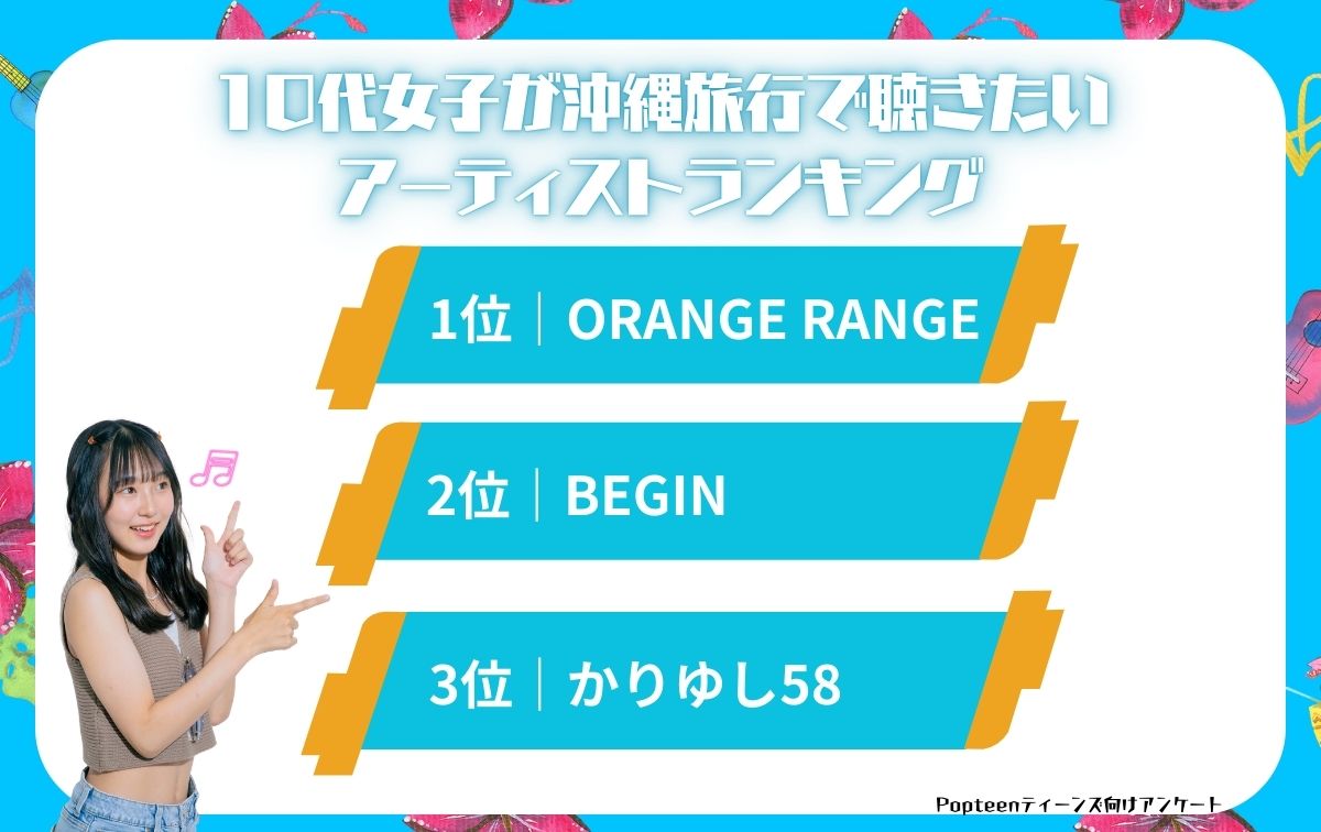 10代女子が沖縄旅行で聴きたいアーティストランキング