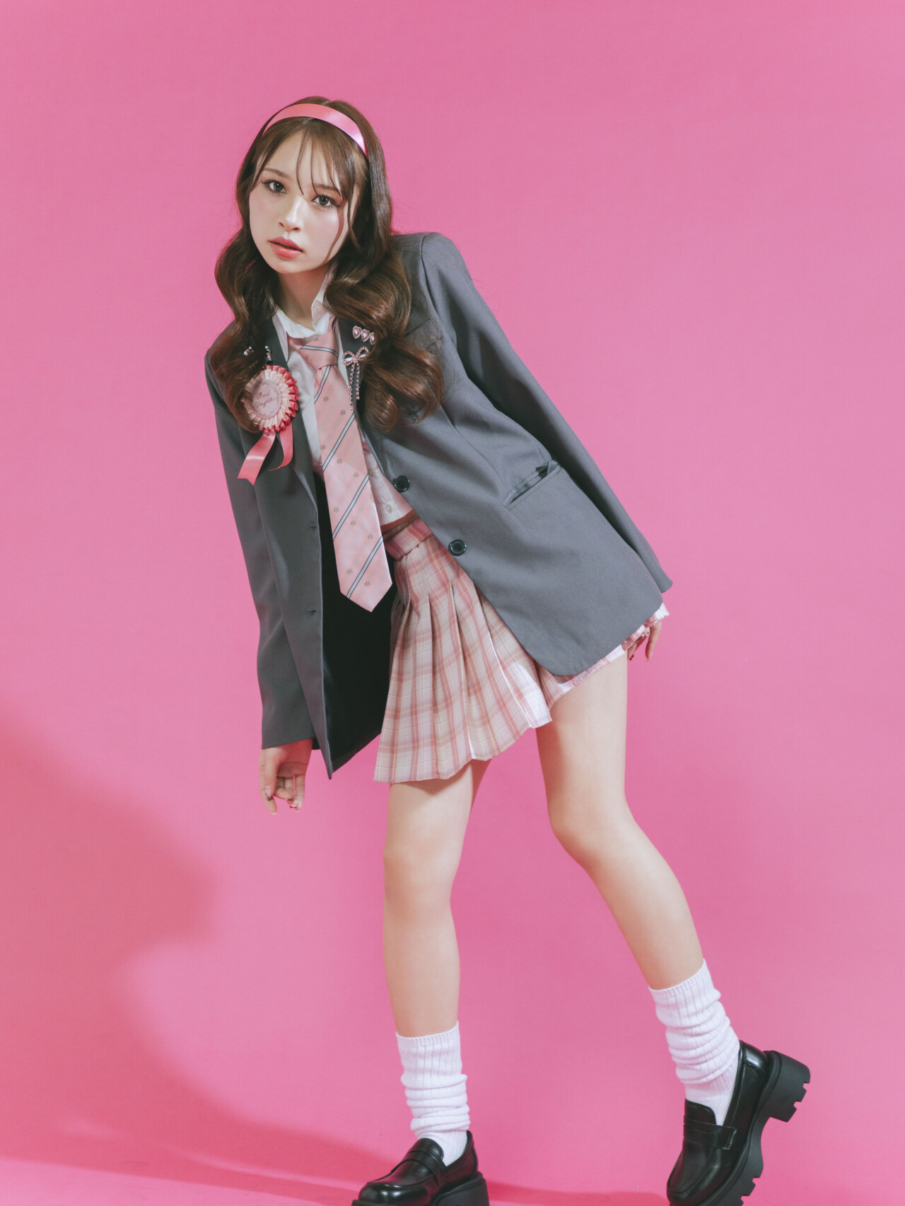 せらぴーはピンク&times;グレーの王道リーダーコーデ