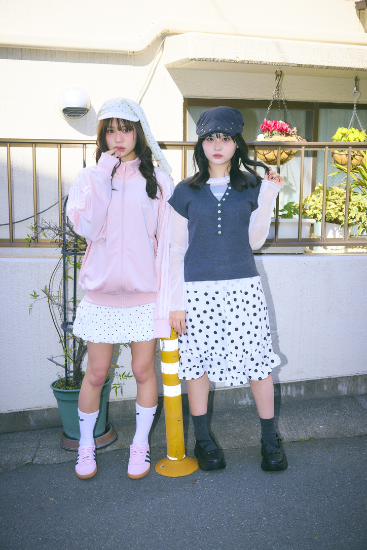 やっぱりドットがかわいい♡もちゅとめあちはトレンドのドット柄でニコイチ。