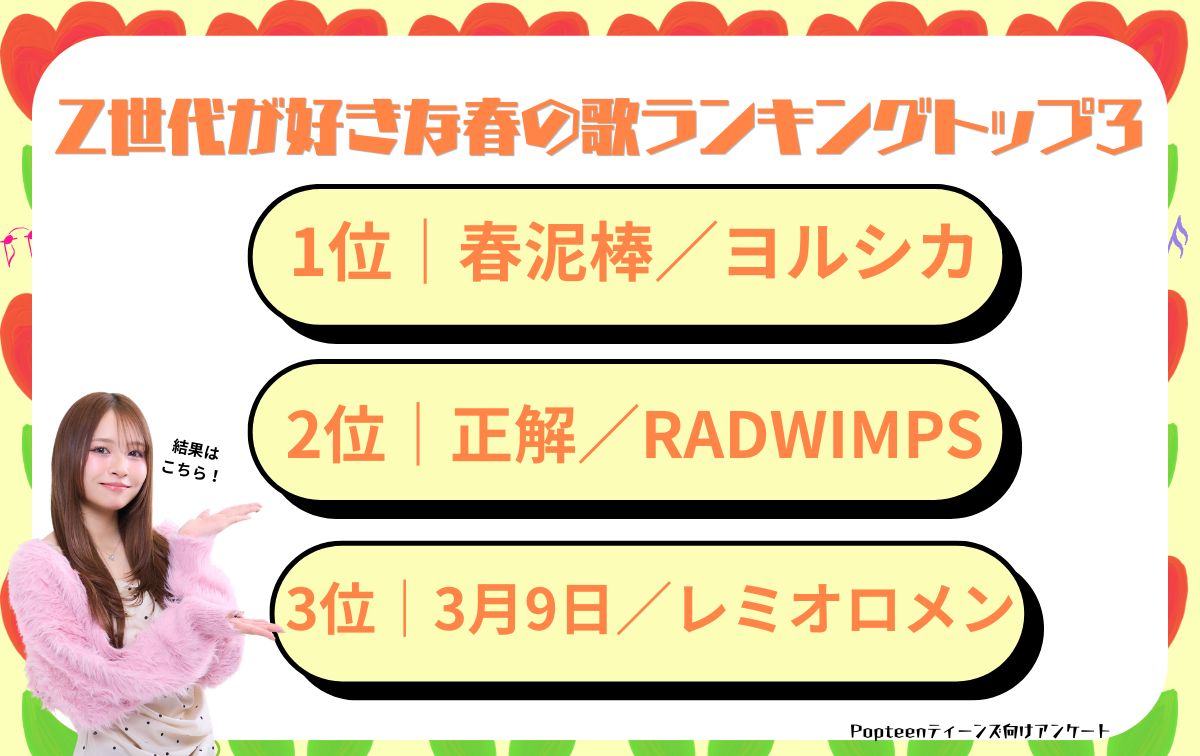 Z世代が好きな春の歌ランキングトップ3